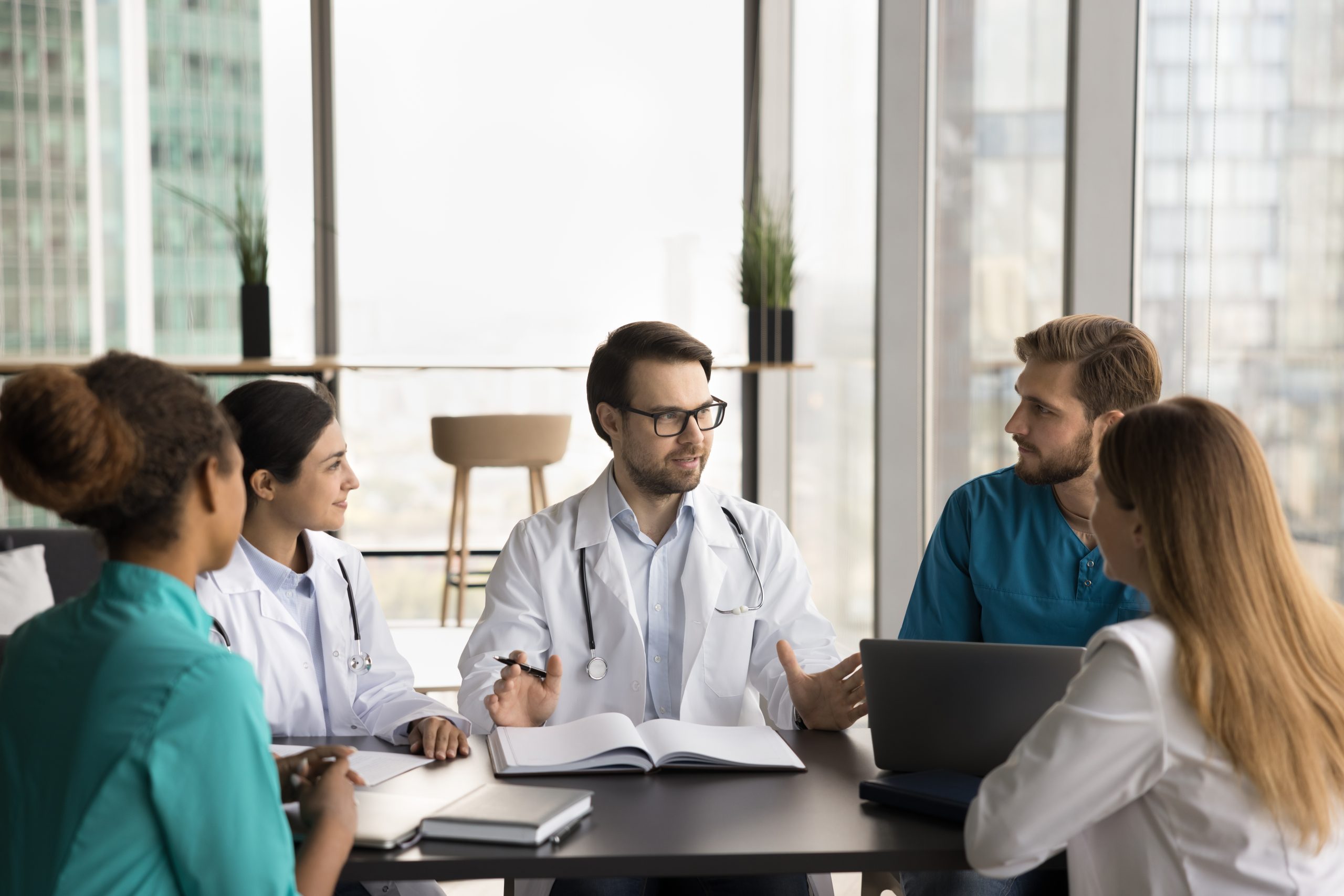 Medical team meeting background